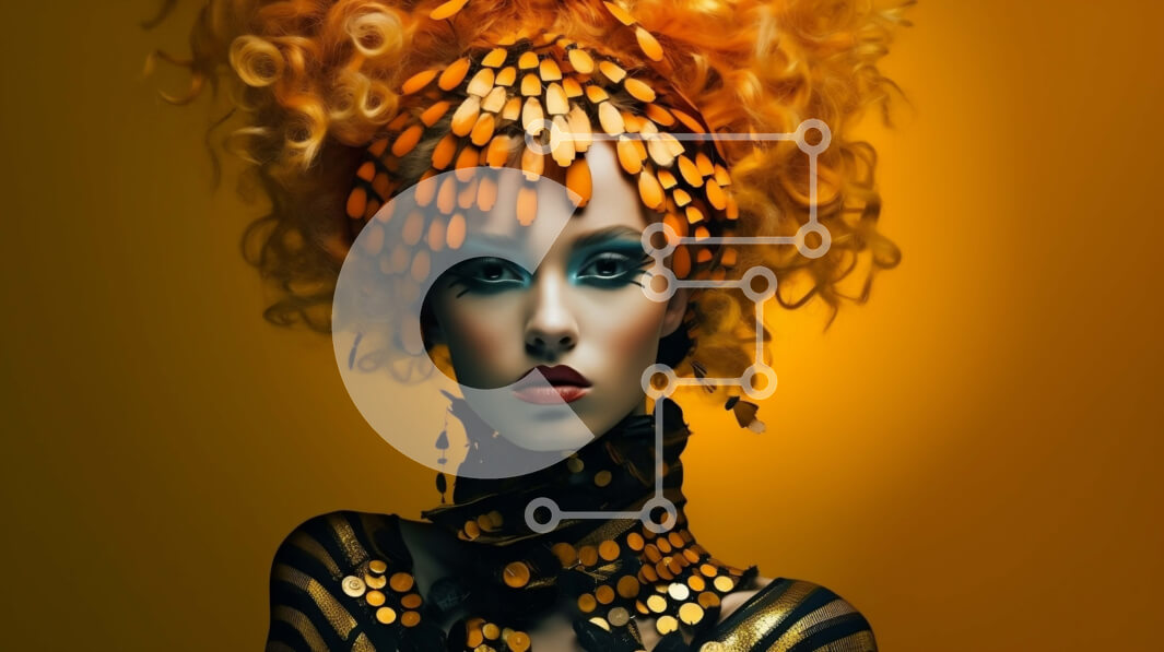 Intra Συλλεκτικό Ξύλινο Παζλ Plywood  4mm - Κομψή γυναίκα με μαύρη/χρυσή στολή σε ζωηρό κίτρινο φόντο Σε Ξύλινο Κουτί - Διαστάσεις Puzzle: 10x10 cm – 25 κομμάτια