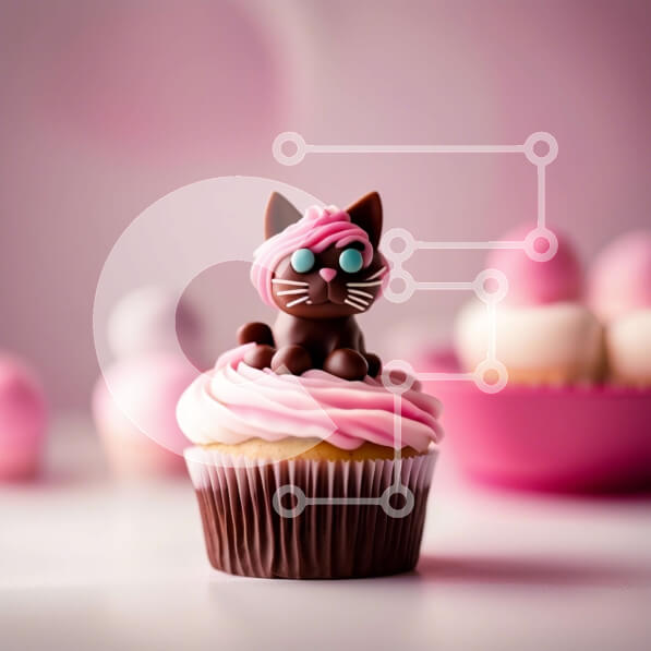 Σετ των 2 Intra Συλλεκτικό Ξύλινο Παζλ Plywood  4mm - Γλυκό και χαριτωμένο Cupcake με Pink Frosting και Chocolate Cat Σε Ξύλινο Κουτί - Διαστάσεις: 10x10 cm – 25 κομμάτια