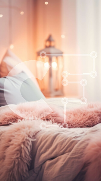 Intra Συλλεκτικό Ξύλινο Παζλ Plywood  4mm - Όμορφη εικόνα άνετου υπνοδωματίου με άνετο κρεβάτι και ροζ τόνους Σε Ξύλινο Κουτί - Διαστάσεις Puzzle: 10x10 cm – 25 κομμάτια