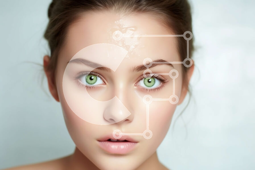 Intra Συλλεκτικό Ξύλινο Παζλ Plywood  4mm - Πορτρέτο της όμορφης γυναίκας με πράσινα μάτια και φυσικό δέρμα Σε Ξύλινο Κουτί - Διαστάσεις Puzzle: 10x10 cm – 25 κομμάτια