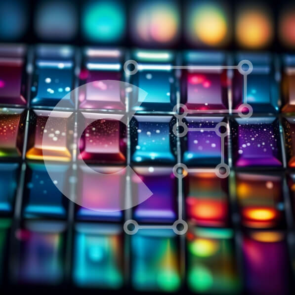 Intra Συλλεκτικό Ξύλινο Παζλ Plywood  4mm - Ζωντανή εικόνα ενός πολύχρωμου πληκτρολογίου με γυαλιστερό φινίρισμα Σε Ξύλινο Κουτί - Διαστάσεις Puzzle: 10x10 cm – 25 κομμάτια