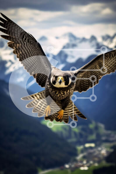 Σετ των 2 Intra Συλλεκτικό Ξύλινο Παζλ Plywood  4mm - Εκπληκτική εικόνα ενός γερακιού που πετά στα ύψη στον ουρανό Σε Ξύλινο Κουτί - Διαστάσεις: 10x10 cm – 25 κομμάτια