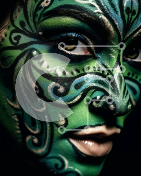 Intra Συλλεκτικό Ξύλινο Παζλ Plywood  4mm - Γυναίκα με μοναδική μπογιά προσώπου και μαύρη στολή Σε Ξύλινο Κουτί - Διαστάσεις Puzzle: 10x10 cm – 25 κομμάτια