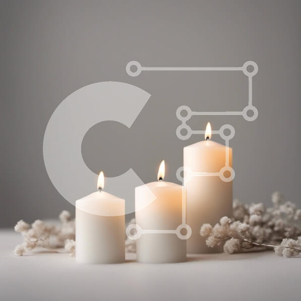 Intra Συλλεκτικό Ξύλινο Παζλ Plywood  4mm - Αναμμένα κεριά με κερί που στάζει σε γκρι φόντο Σε Ξύλινο Κουτί - Διαστάσεις Puzzle: 10x10 cm – 25 κομμάτια