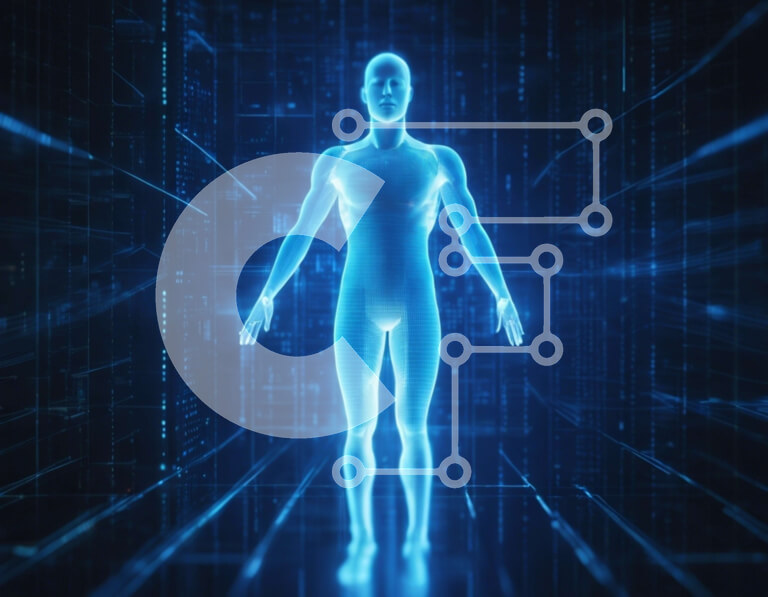 Intra Συλλεκτικό Ξύλινο Παζλ Plywood  4mm - Αφηρημένος φουτουριστικός χώρος με μπλε ανθρώπινη φιγούρα Σε Ξύλινο Κουτί - Διαστάσεις Puzzle: 10x10 cm – 25 κομμάτια