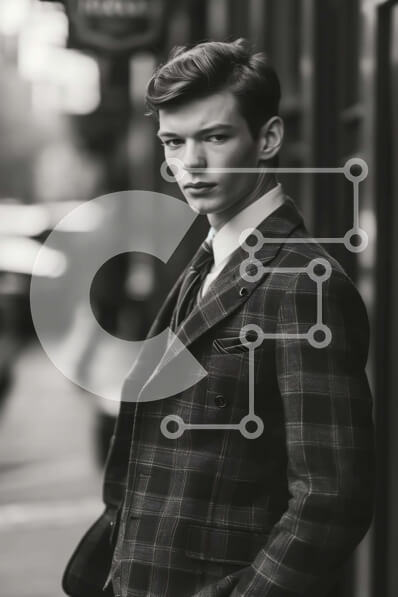 Intra Συλλεκτικό Ξύλινο Παζλ Plywood  4mm - Κομψός νεαρός άνδρας με ασπρόμαυρο κοστούμι Σε Ξύλινο Κουτί - Διαστάσεις Puzzle: 10x10 cm – 25 κομμάτια