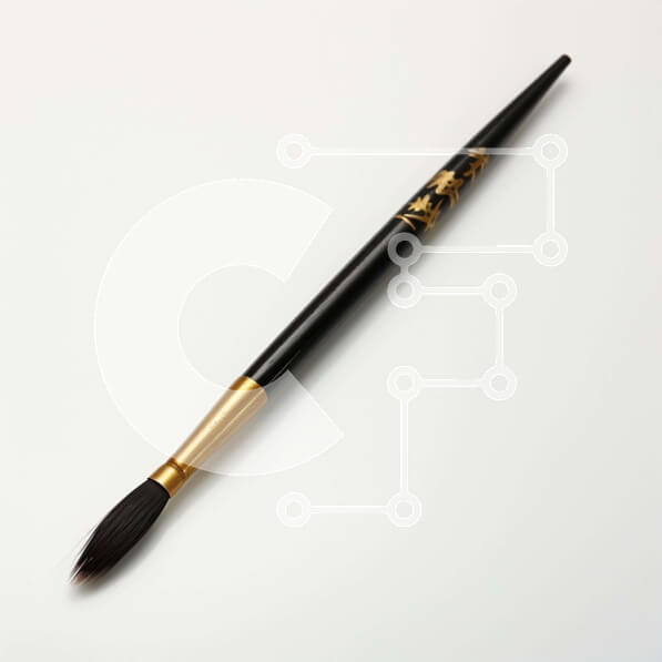 Intra Συλλεκτικό Ξύλινο Παζλ Plywood  4mm - Μαύρο και χρυσό πινέλο σε λευκή επιφάνεια Σε Ξύλινο Κουτί - Διαστάσεις: 10x10 cm – 25 κομμάτια