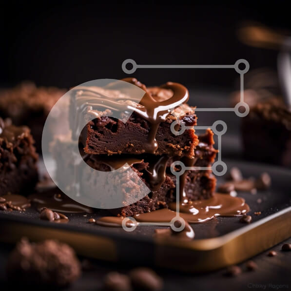 Σετ των 2 Intra Συλλεκτικό Ξύλινο Παζλ Plywood  4mm - Νόστιμη κινηματογράφηση σε πρώτο πλάνο ενός Brownie σοκολάτας με σάλτσα σοκολάτας Σε Ξύλινο Κουτί - Διαστάσεις: 10x10 cm – 25 κομμάτια