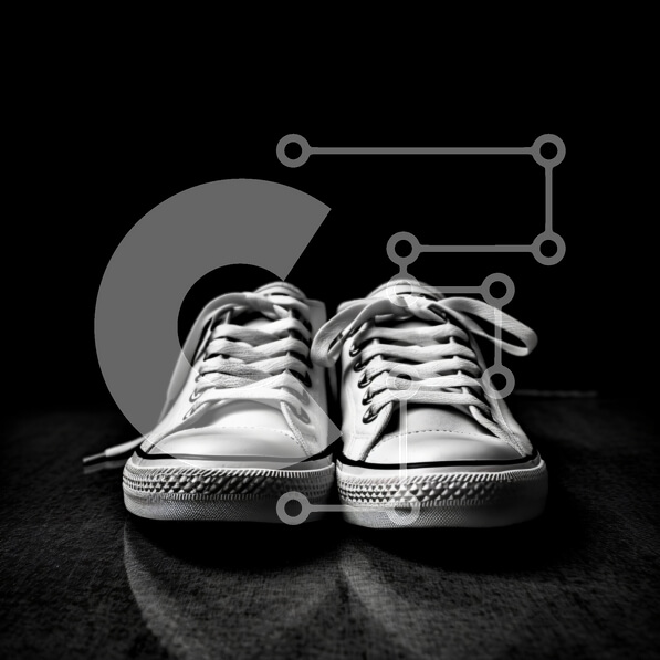 Σετ των 2 Intra Συλλεκτικό Ξύλινο Παζλ Plywood  4mm - Μινιμαλιστικά λευκά αθλητικά παπούτσια σε σκούρο φόντο Σε Ξύλινο Κουτί - Διαστάσεις: 10x10 cm – 25 κομμάτια