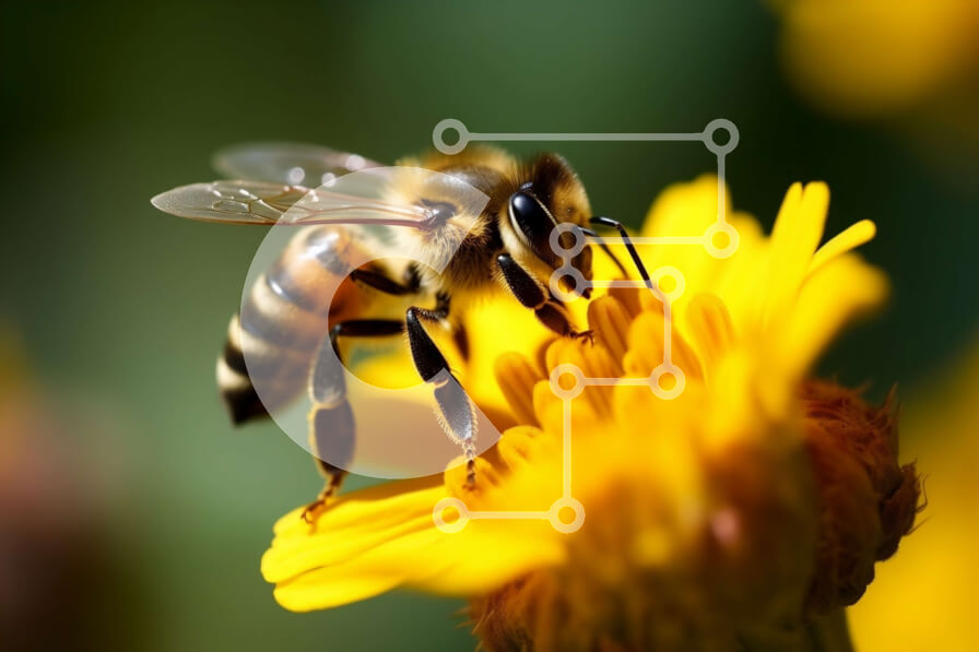 Intra Συλλεκτικό Ξύλινο Παζλ Plywood  4mm - Όμορφη εικόνα μιας μέλισσας σε ένα κίτρινο λουλούδι μαργαρίτας Σε Ξύλινο Κουτί - Διαστάσεις: 10x10 cm – 25 κομμάτια