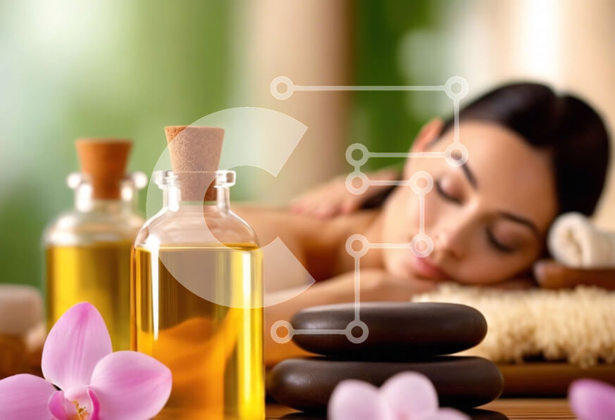 Intra Συλλεκτικό Ξύλινο Παζλ Plywood  4mm - Γυναίκα που απολαμβάνει θεραπεία σπα με αιθέρια έλαια και πέτρες Σε Ξύλινο Κουτί - Διαστάσεις Puzzle: 10x10 cm – 25 κομμάτια