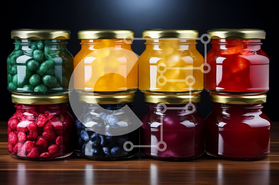 Σετ των 2 Intra Συλλεκτικό Ξύλινο Παζλ Plywood  4mm - Ζεστή και οικεία εικόνα από διάφορες μαρμελάδες και ζελέ σε ένα σκούρο ξύλινο τραπέζι Σε Ξύλινο Κουτί - Διαστάσεις: 10x10 cm – 25 κομμάτια