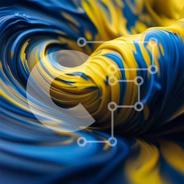 Intra Συλλεκτικό Ξύλινο Παζλ Plywood  4mm - Ζωντανή και δυναμική αφηρημένη ζωγραφική με μπλε και κίτρινους στροβίλους Σε Ξύλινο Κουτί - Διαστάσεις Puzzle: 10x10 cm – 25 κομμάτια