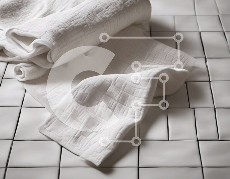 Intra Συλλεκτικό Ξύλινο Παζλ Plywood  4mm - Λευκές πετσέτες σε λευκό δάπεδο με πλακάκια Σε Ξύλινο Κουτί - Διαστάσεις Puzzle: 10x10 cm – 25 κομμάτια