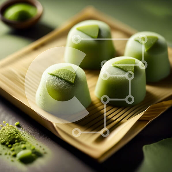 Σετ των 2 Intra Συλλεκτικό Ξύλινο Παζλ Plywood  4mm - Νόστιμα κέικ πράσινου τσαγιού και σκόνη σε δίσκο μπαμπού Σε Ξύλινο Κουτί - Διαστάσεις: 10x10 cm – 25 κομμάτια