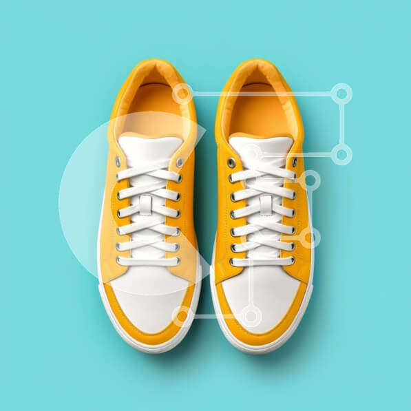 Σετ των 2 Intra Συλλεκτικό Ξύλινο Παζλ Plywood  4mm - Κομψά κίτρινα και λευκά αθλητικά παπούτσια σε μπλε φόντο Σε Ξύλινο Κουτί - Διαστάσεις: 10x10 cm – 25 κομμάτια