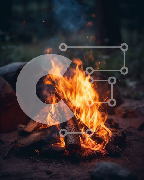 Intra Συλλεκτικό Ξύλινο Παζλ Plywood  4mm - Όμορφη εικόνα μιας φωτιάς στο δάσος τη νύχτα Σε Ξύλινο Κουτί - Διαστάσεις Puzzle: 10x10 cm – 25 κομμάτια