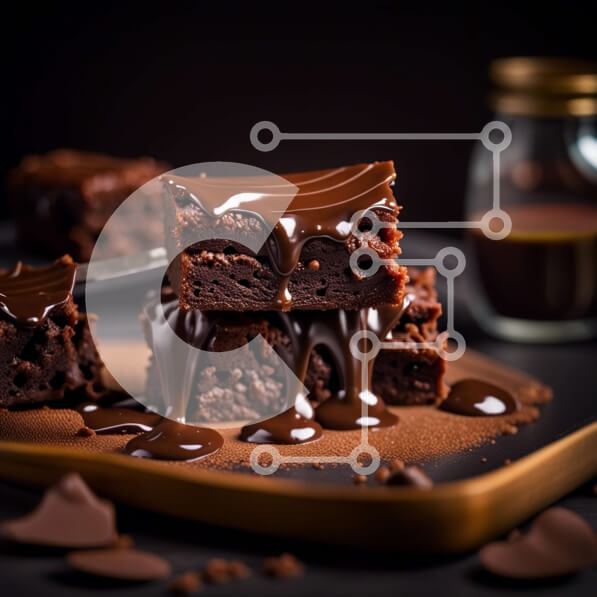 Σετ των 2 Intra Συλλεκτικό Ξύλινο Παζλ Plywood  4mm - Νόστιμο μπράουνι σοκολάτας με σάλτσα σοκολάτας που στάζει Σε Ξύλινο Κουτί - Διαστάσεις: 10x10 cm – 25 κομμάτια