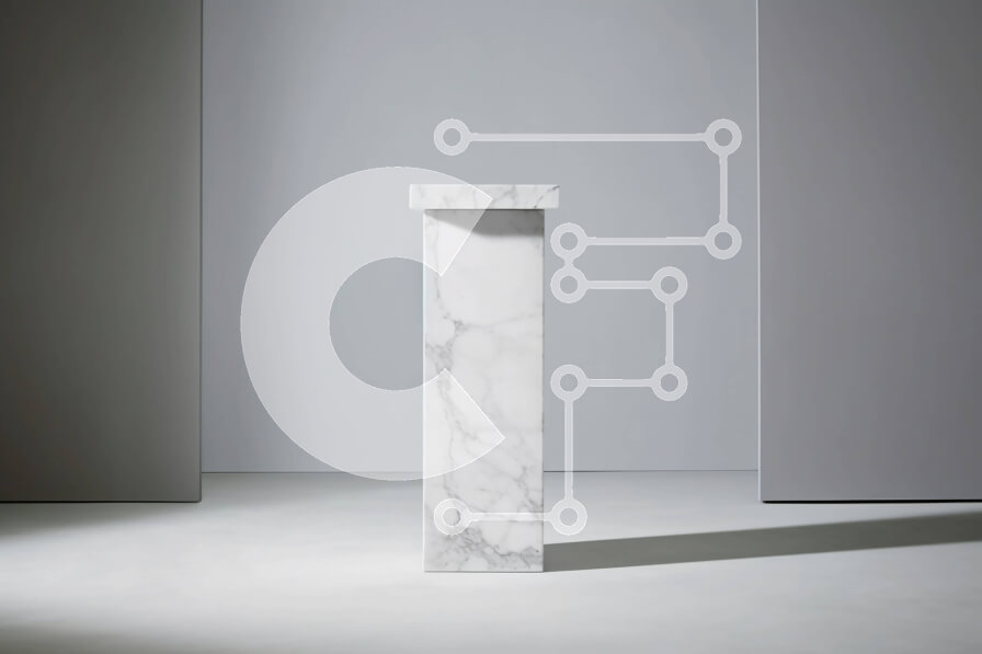 Intra Συλλεκτικό Ξύλινο Παζλ Plywood  4mm - Κομψή λευκή μαρμάρινη στήλη σε ένα δωμάτιο με χαμηλό φωτισμό Σε Ξύλινο Κουτί - Διαστάσεις Puzzle: 10x10 cm – 25 κομμάτια