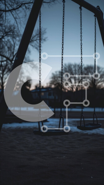 Intra Συλλεκτικό Ξύλινο Παζλ Plywood  4mm - Εγκαταλελειμμένο χιονισμένο πάρκο με κούνιες Σε Ξύλινο Κουτί - Διαστάσεις Puzzle: 10x10 cm – 25 κομμάτια