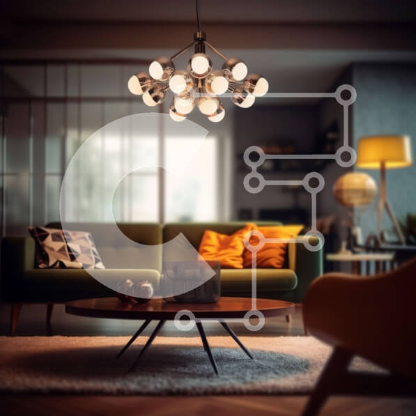 Intra Συλλεκτικό Ξύλινο Παζλ Plywood  4mm - Κομψό καθιστικό με ένα ποπ χρώμα Σε Ξύλινο Κουτί - Διαστάσεις Puzzle: 10x10 cm – 25 κομμάτια