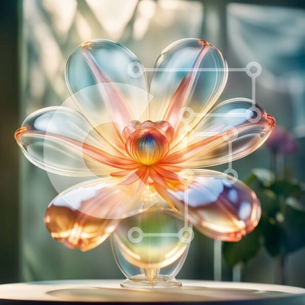 Intra Συλλεκτικό Ξύλινο Παζλ Plywood  4mm - Όμορφο γλυπτό λουλουδιών με μπαλόνι μπροστά από το παράθυρο με θέα στον κήπο Σε Ξύλινο Κουτί - Διαστάσεις Puzzle: 10x10 cm – 25 κομμάτια