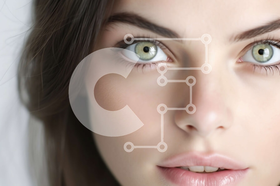 Intra Συλλεκτικό Ξύλινο Παζλ Plywood  4mm - Εκπληκτικό πορτρέτο μιας νεαρής γυναίκας με μακριά μαλλιά και πράσινα μάτια Σε Ξύλινο Κουτί - Διαστάσεις Puzzle: 10x10 cm – 25 κομμάτια