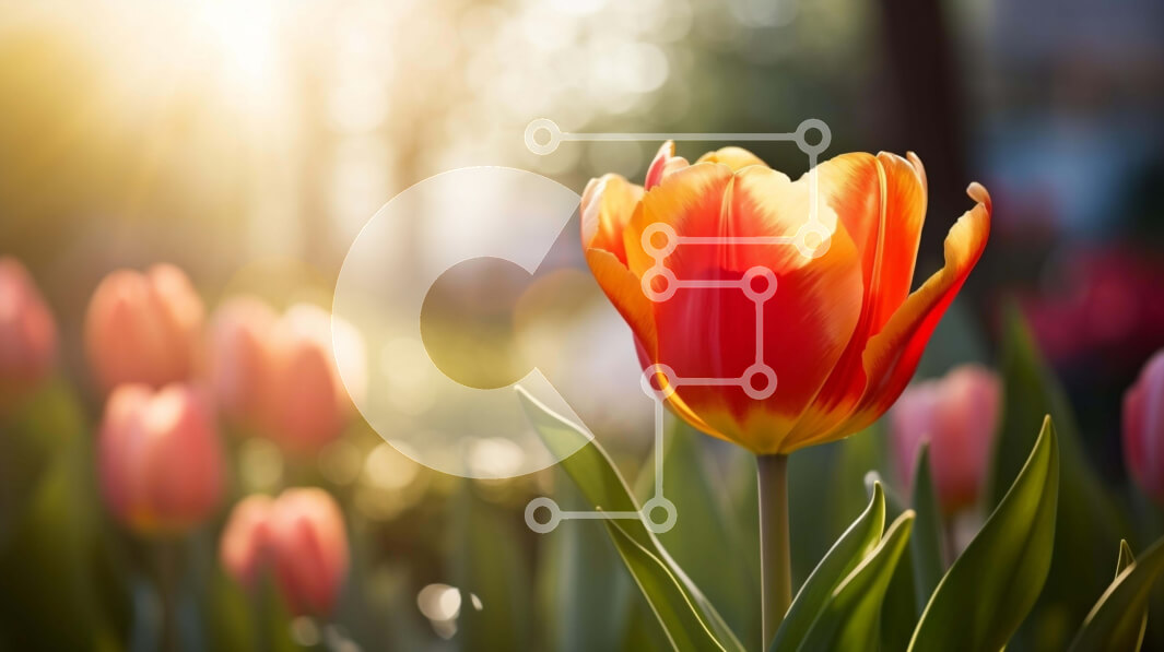 Intra Συλλεκτικό Ξύλινο Παζλ Plywood  4mm - Ζωντανά ανοιξιάτικα λουλούδια σε ένα χωράφι Σε Ξύλινο Κουτί - Διαστάσεις: 10x10 cm – 25 κομμάτια