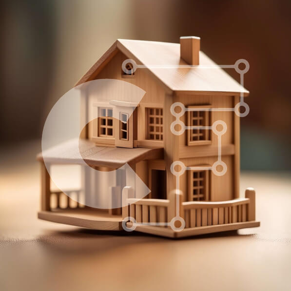 Intra Συλλεκτικό Ξύλινο Παζλ Plywood  4mm - Καλαίσθητο Ξύλινο Σπίτι με Μπαλκόνι και Κήπο Σε Ξύλινο Κουτί - Διαστάσεις Puzzle: 10x10 cm – 25 κομμάτια