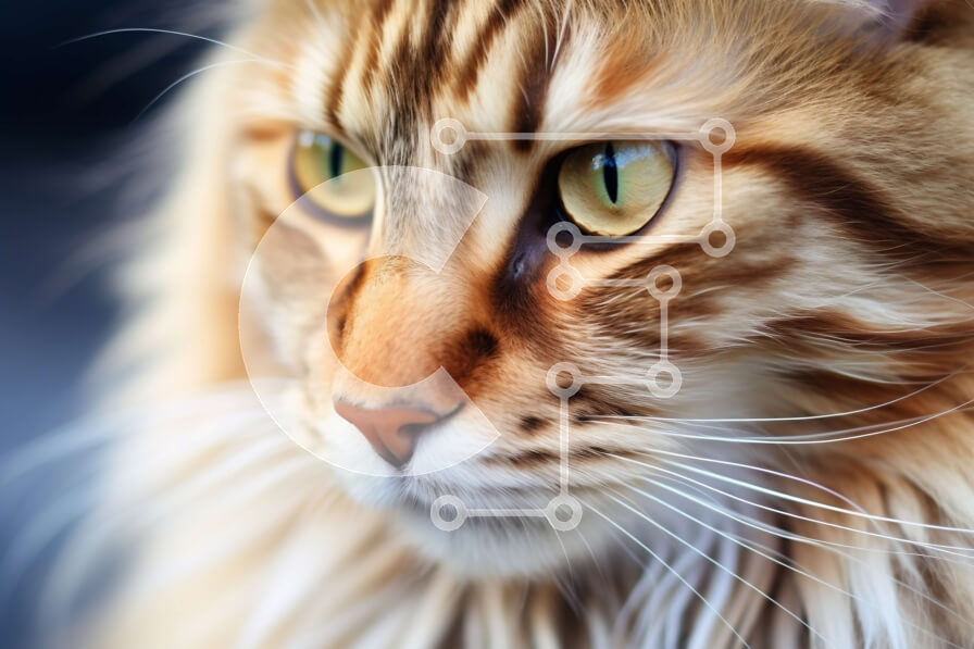 Σετ των 2 Intra Συλλεκτικό Ξύλινο Παζλ Plywood  4mm - Σαγηνευτική κοντινή λήψη μιας χνουδωτής μακρυμάλλης γάτας με φωτεινά πράσινα μάτια Σε Ξύλινο Κουτί - Διαστάσεις: 10x10 cm – 25 κομμάτια