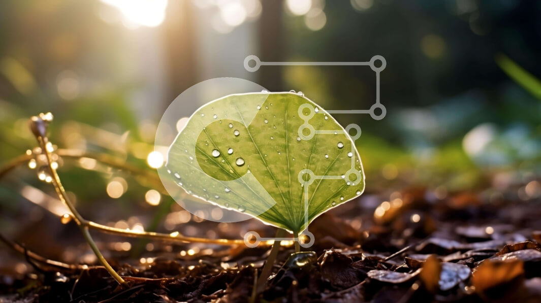 Intra Συλλεκτικό Ξύλινο Παζλ Plywood  4mm - Αναδυόμενο πράσινο φύλλο με δροσοσταλίδες Σε Ξύλινο Κουτί - Διαστάσεις: 10x10 cm – 25 κομμάτια