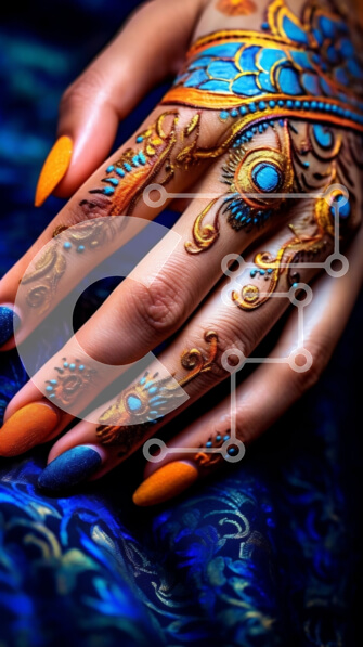 Intra Συλλεκτικό Ξύλινο Παζλ Plywood  4mm - Όμορφα σχεδιασμένα μοτίβα χέννας σε γυναικείο χέρι Σε Ξύλινο Κουτί - Διαστάσεις Puzzle: 10x10 cm – 25 κομμάτια