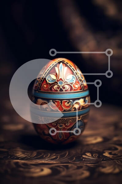 Intra Συλλεκτικό Ξύλινο Παζλ Plywood  4mm - Όμορφο floral σχέδιο πασχαλινών αυγών σε σκούρο φόντο Σε Ξύλινο Κουτί - Διαστάσεις: 10x10 cm – 25 κομμάτια