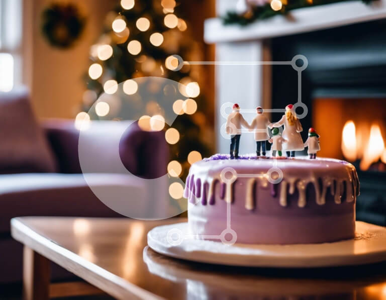 Σετ των 2 Intra Συλλεκτικό Ξύλινο Παζλ Plywood  4mm - Μωβ κέικ με ειδώλια και κεριά Σε Ξύλινο Κουτί - Διαστάσεις: 10x10 cm – 25 κομμάτια