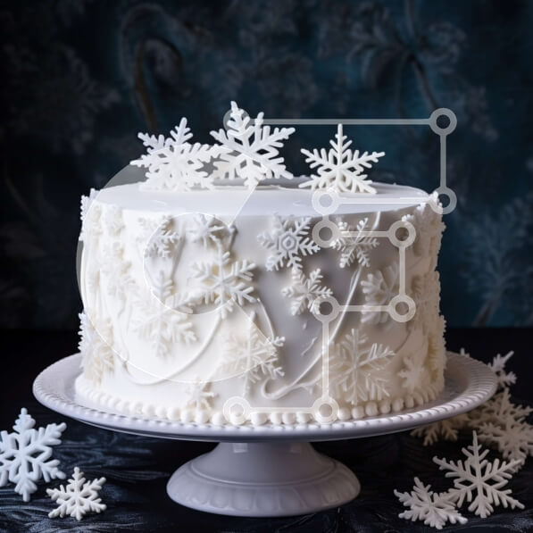 Σετ των 2 Intra Συλλεκτικό Ξύλινο Παζλ Plywood  4mm - Λευκό κέικ νιφάδα χιονιού σε ένα λευκό πιάτο Σε Ξύλινο Κουτί - Διαστάσεις: 10x10 cm – 25 κομμάτια