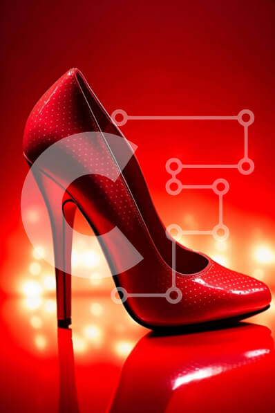 Intra Συλλεκτικό Ξύλινο Παζλ Plywood  4mm - Εκπληκτική εικόνα ενός κόκκινου παπουτσιού με ψηλό τακούνι σε μια γυαλιστερή επιφάνεια Σε Ξύλινο Κουτί - Διαστάσεις Puzzle: 10x10 cm – 25 κομμάτια