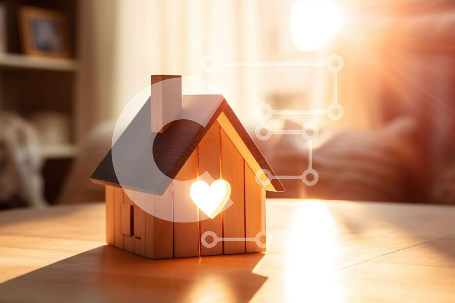 Intra Συλλεκτικό Ξύλινο Παζλ Plywood  4mm - Όμορφη εικόνα ενός μικρού ξύλινου σπιτιού με εγκοπή σε σχήμα καρδιάς στην μπροστινή πόρτα Σε Ξύλινο Κουτί - Διαστάσεις Puzzle: 10x10 cm – 25 κομμάτια