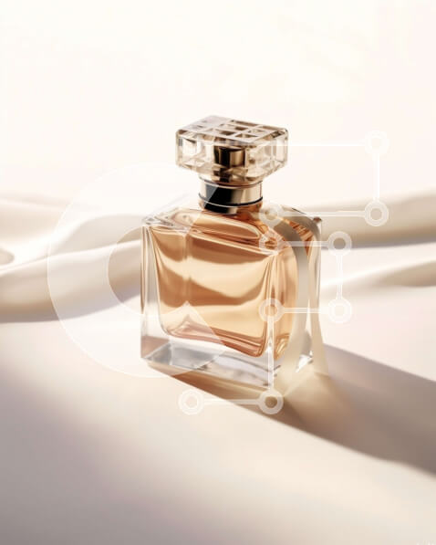 Intra Συλλεκτικό Ξύλινο Παζλ Plywood  4mm - Μπουκάλι αρώματος σε άσπρο φόντο Σε Ξύλινο Κουτί - Διαστάσεις Puzzle: 10x10 cm – 25 κομμάτια