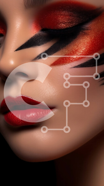 Intra Συλλεκτικό Ξύλινο Παζλ Plywood  4mm - Εκπληκτική γυναίκα με κόκκινο και μαύρο μακιγιάζ με μοντέρνα ενδυμασία Σε Ξύλινο Κουτί - Διαστάσεις Puzzle: 10x10 cm – 25 κομμάτια