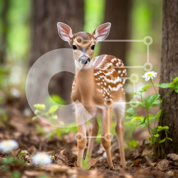 Intra Συλλεκτικό Ξύλινο Παζλ Plywood  4mm - Όμορφη εικόνα του ελαφιού σε ένα ξέφωτο δάσους που περιβάλλεται από αγριολούλουδα Σε Ξύλινο Κουτί - Διαστάσεις: 10x10 cm – 25 κομμάτια