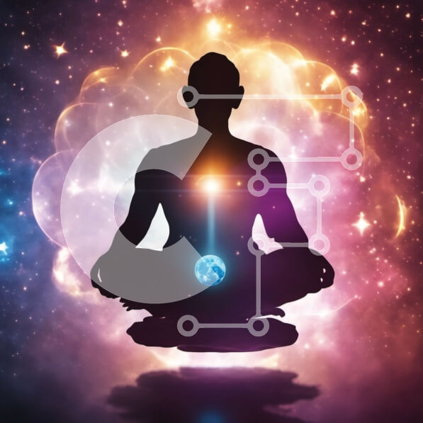 Intra Συλλεκτικό Ξύλινο Παζλ Plywood  4mm - Διαλογιστική Φιγούρα σε Κοσμικό Υπόβαθρο Σε Ξύλινο Κουτί - Διαστάσεις Puzzle: 10x10 cm – 25 κομμάτια