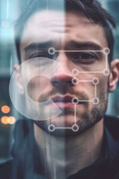 Intra Συλλεκτικό Ξύλινο Παζλ Plywood  4mm - Σοβαρός νεαρός άνδρας με μαύρο κουκούλα που στέκεται μπροστά από τον βροχερό γυάλινο τοίχο Σε Ξύλινο Κουτί - Διαστάσεις Puzzle: 10x10 cm – 25 κομμάτια