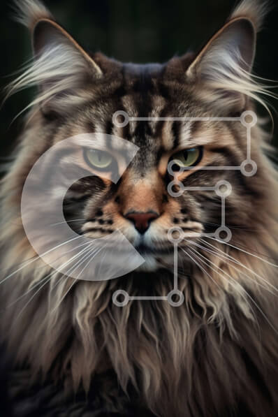 Σετ των 2 Intra Συλλεκτικό Ξύλινο Παζλ Plywood  4mm - Μυστηριώδες και έντονο βλέμμα μιας χνουδωτής μακρυμάλλης γάτας Σε Ξύλινο Κουτί - Διαστάσεις: 10x10 cm – 25 κομμάτια