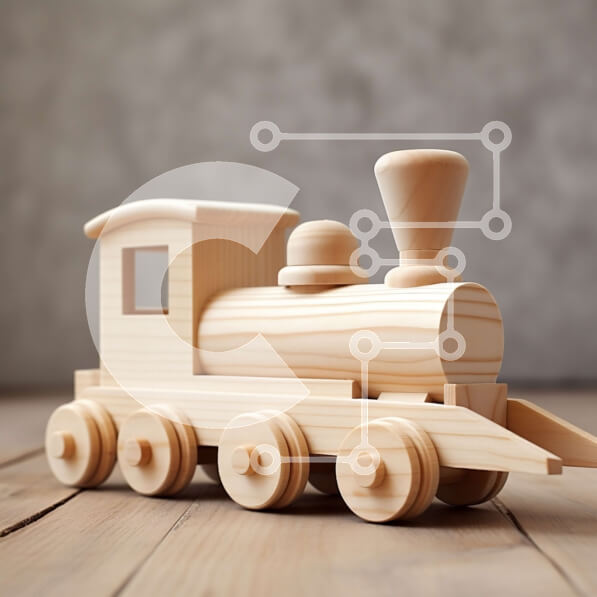 Intra Συλλεκτικό Ξύλινο Παζλ Plywood  4mm - Χαριτωμένο ξύλινο τρένο παιχνιδιών σε ένα παιχνιδιάρικο ξύλινο τραπέζι Σε Ξύλινο Κουτί - Διαστάσεις: 10x10 cm – 25 κομμάτια