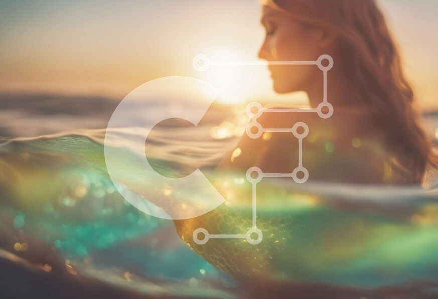 Intra Συλλεκτικό Ξύλινο Παζλ Plywood  4mm - Γοργόνα που κολυμπά στον ωκεανό στο ηλιοβασίλεμα Σε Ξύλινο Κουτί - Διαστάσεις: 10x10 cm – 25 κομμάτια