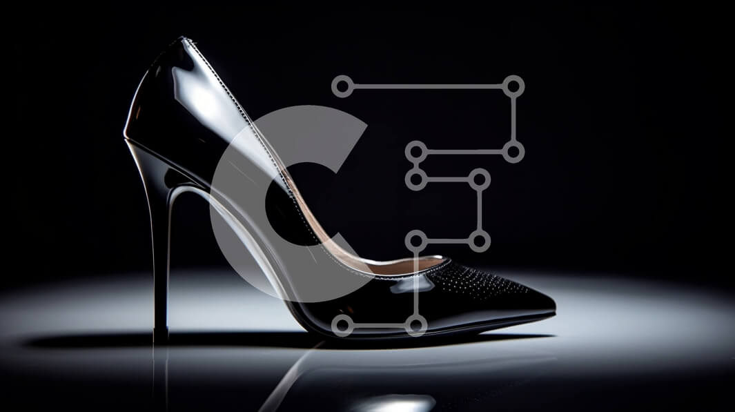 Intra Συλλεκτικό Ξύλινο Παζλ Plywood  4mm - Κομψό και γυαλιστερό μαύρο ψηλοτάκουνο παπούτσι με μυτερή μύτη και τακούνι στιλέτο Σε Ξύλινο Κουτί - Διαστάσεις Puzzle: 10x10 cm – 25 κομμάτια