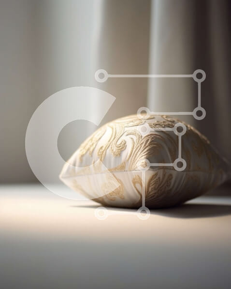 Intra Συλλεκτικό Ξύλινο Παζλ Plywood  4mm - Κομψό φλοράλ μαξιλάρι σε λευκό και χρυσό κρεβάτι Σε Ξύλινο Κουτί - Διαστάσεις Puzzle: 10x10 cm – 25 κομμάτια