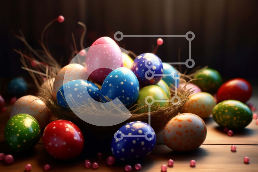 Intra Συλλεκτικό Ξύλινο Παζλ Plywood  4mm - Πολύχρωμη πασχαλινή φωλιά αυγών Σε Ξύλινο Κουτί - Διαστάσεις: 10x10 cm – 25 κομμάτια