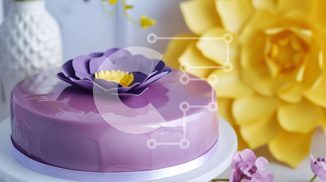 Σετ των 2 Intra Συλλεκτικό Ξύλινο Παζλ Plywood  4mm - Μωβ κέικ με κίτρινα λουλούδια Σε Ξύλινο Κουτί - Διαστάσεις: 10x10 cm – 25 κομμάτια