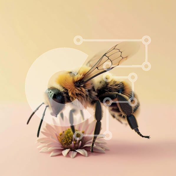 Intra Συλλεκτικό Ξύλινο Παζλ Plywood  4mm - Μέλισσα σε ροζ λουλούδι με μαύρες και κίτρινες γραμμές Σε Ξύλινο Κουτί - Διαστάσεις: 10x10 cm – 25 κομμάτια